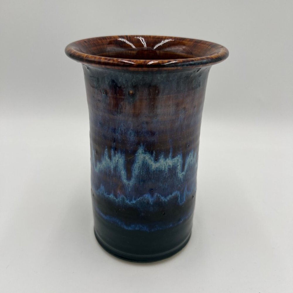 Pottery Vase Art Studio Vase Utensil Holder Home Decor Drip Glaze brown purple b